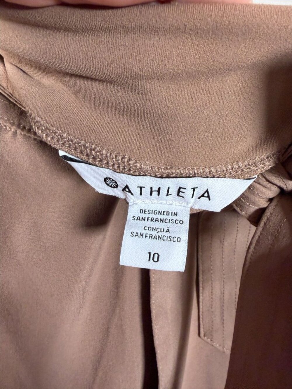 Athleta Cardiff Pants Size 10 Belted Rustic Beige Straight Leg Travel Active - Picture 4 of 14